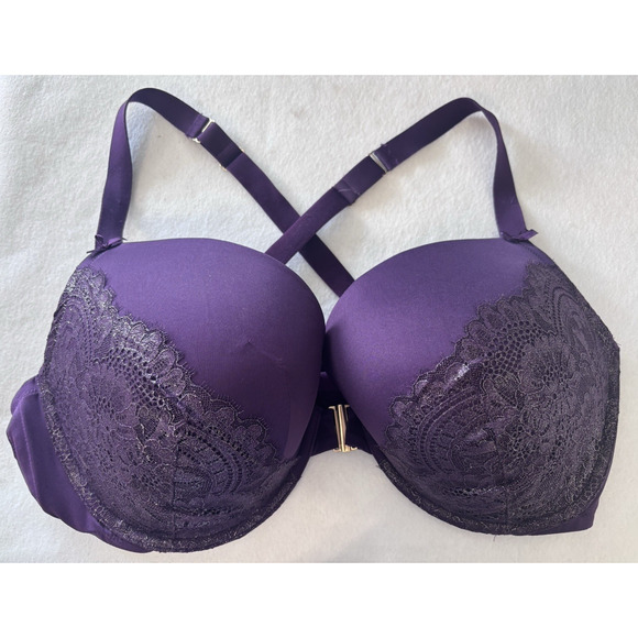 Cacique Purple Lace Balconette Bra 46DDD Full Coverage Underwire - Picture 1 of 7